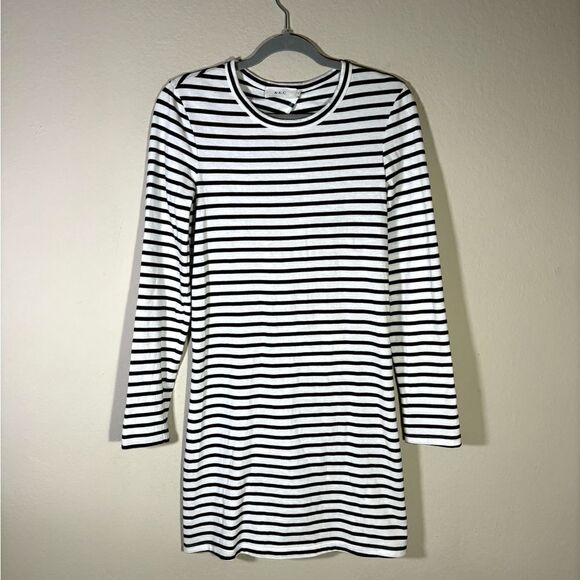 A.L.C. Fay Mini White Black Dress Striped Knot Back Long Sleeve Size S - Picture 4 of 7